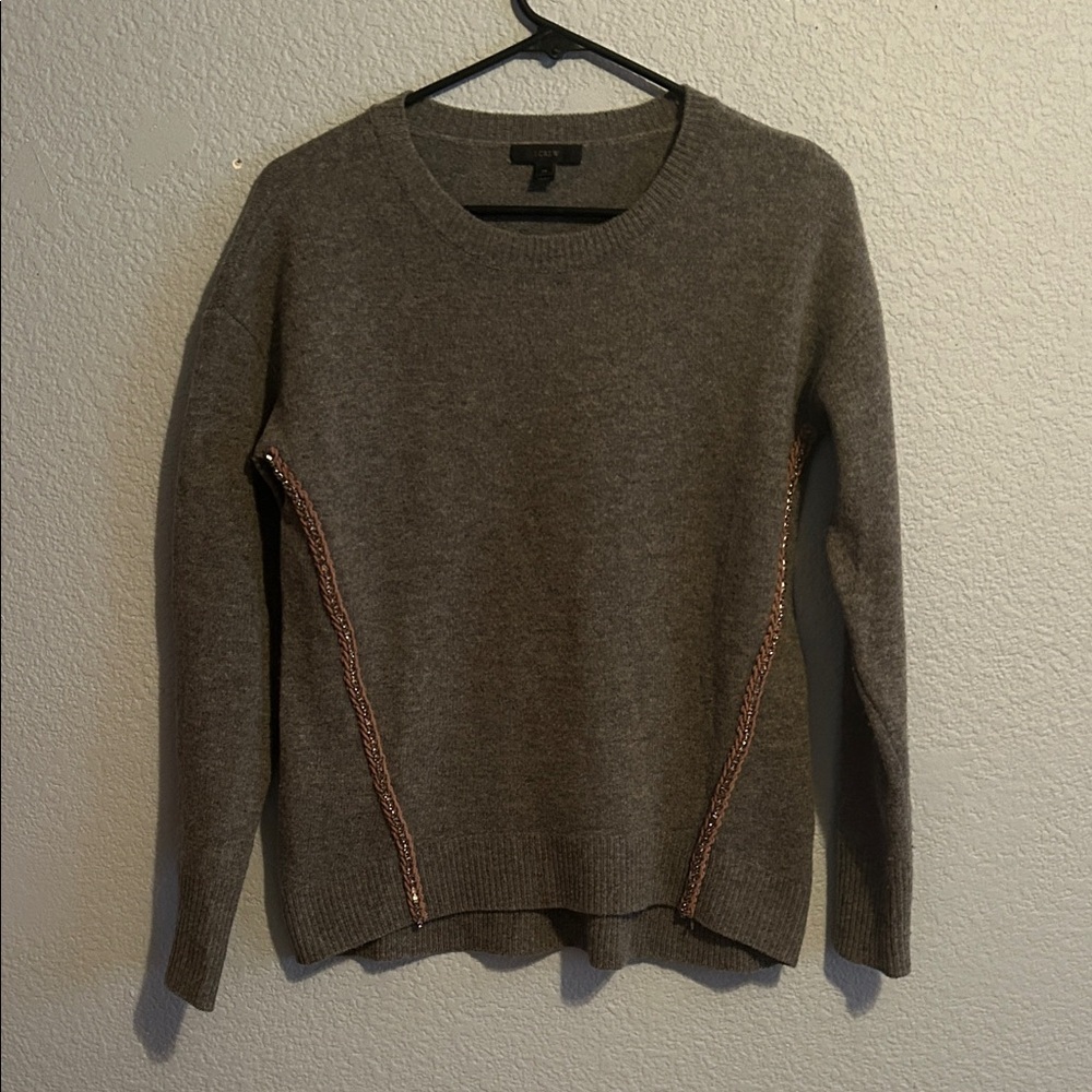 J. Crew Grey Sweater with Bronze Details